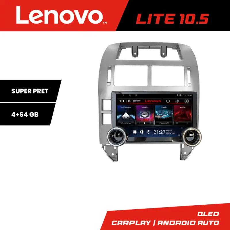 Ofertă limitată Navigatie Android VW Polo 2004-2011 Lenovo 10.5 inch 4+64GB GPS WiFi