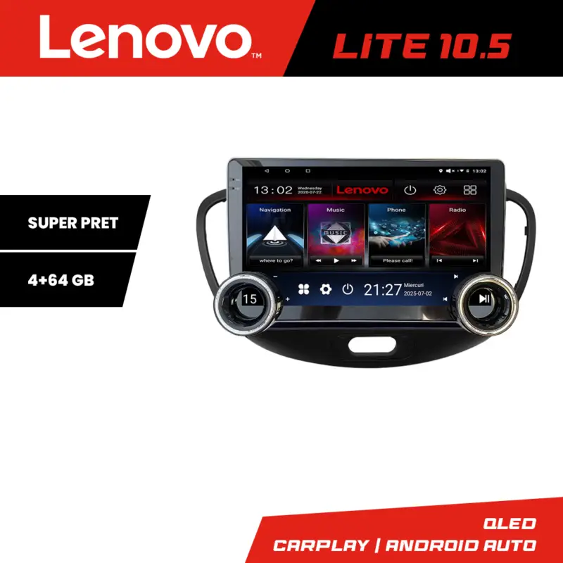 Navigatie Hyundai i10 2007-2013 Lenovo 10.5 inch Android 4GB+64GB Disponibil imediat