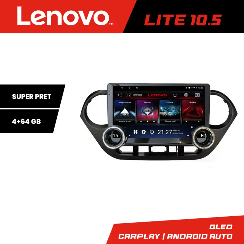 Reducere Navigație Hyundai i10 2013-2019 Lenovo Lite 10.5, 4+64GB, Android