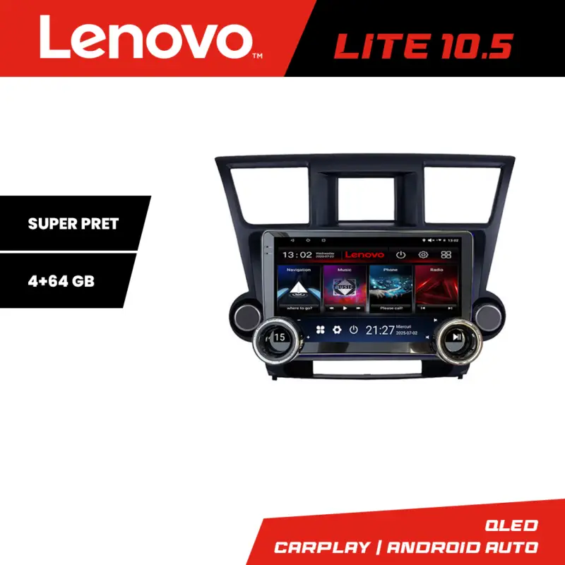 Reducere extra Navigație Toyota Highlander 2007-2013 Lenovo 10.5 inch 4+64GB Android
