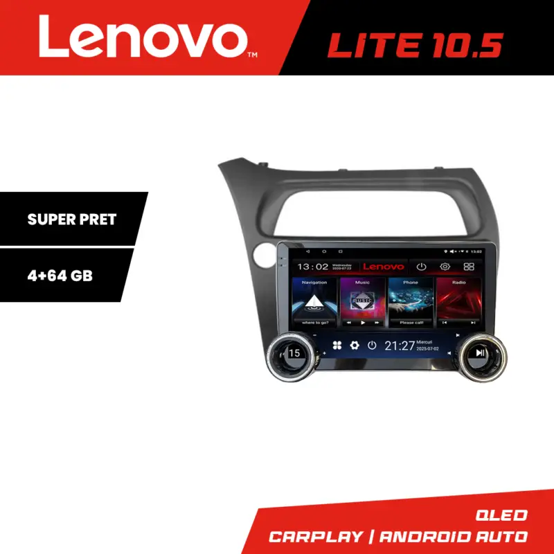 Plată sigură Navigatie Android Honda Civic Hatchback 2006-2012 Lenovo 10.5 inch 4+64GB