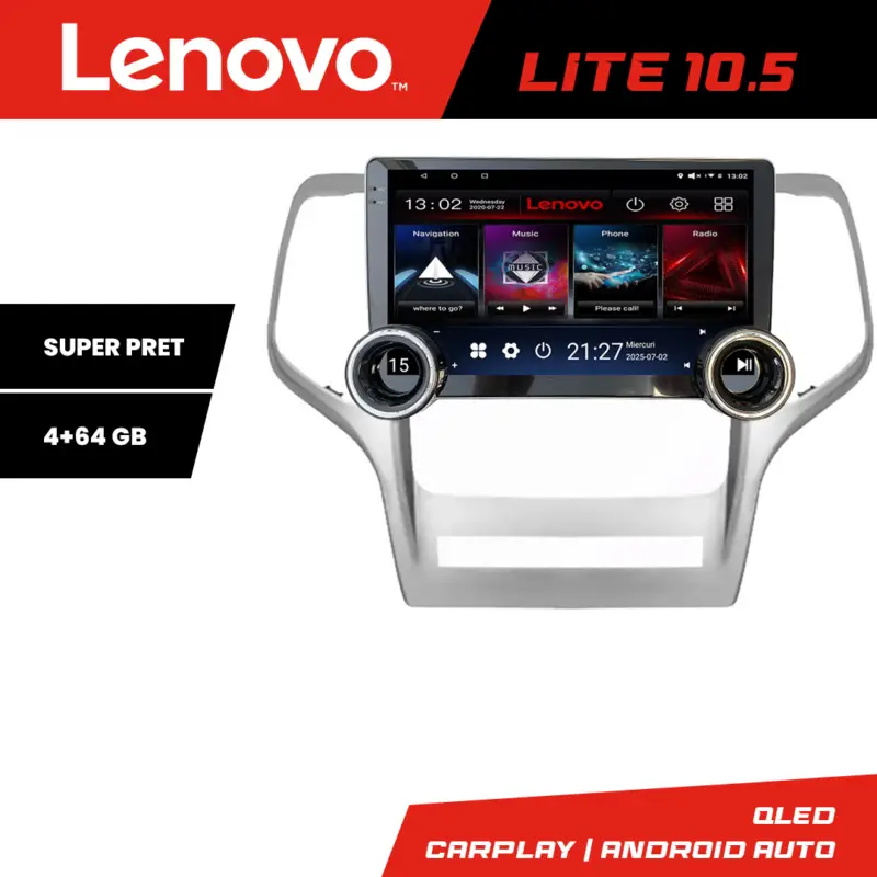 Noutate Navigație Jeep Grand Cherokee 2011-2013 Lenovo 10.5 inch 4+64GB Android