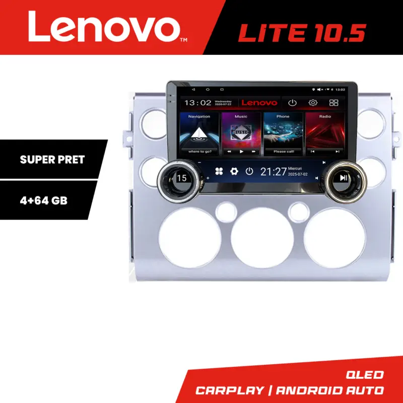 Navigație Toyota FJ Cruiser 2006-2020 Lenovo 10.5 inch, 4+64GB, Android Plată sigură