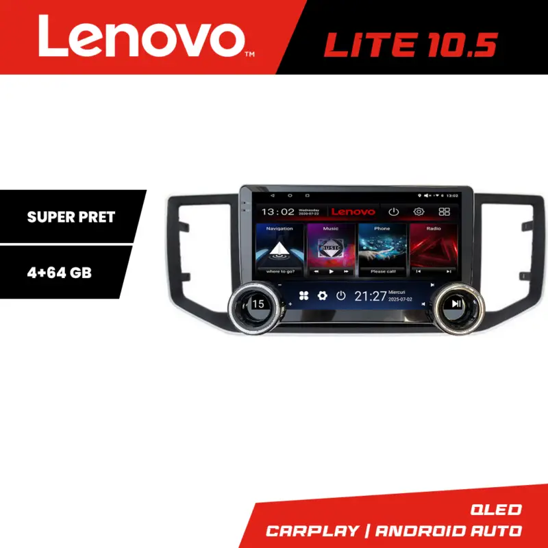 Navigatie Android VW Crafter 2018+ Lenovo 10.5 inch 4+64GB GPS WiFi Cel mai vândut