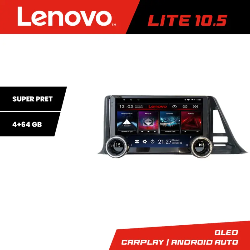 Navigație Toyota C-HR Lenovo Lite 10.5 inch, 4+64GB, Android, GPS Cel mai bun preț