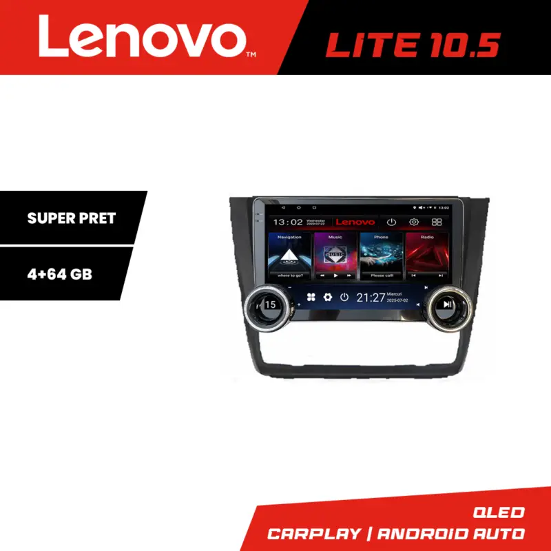 Navigație BMW Seria 1 E87 Lenovo 10.5 inch, Android, 4GB RAM, 64GB Super ofertă