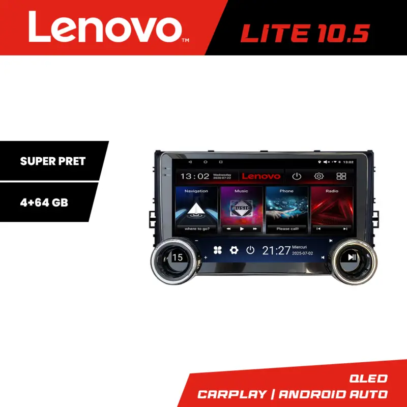 Preferatul clienților Navigație auto VW Lenovo 10.5 inch, 4GB RAM, 64GB, Android, WiFi