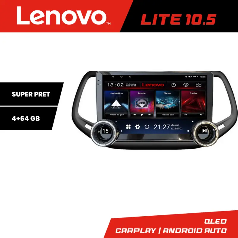 Transport gratuit Navigatie Android Jeep Compass 2017 Lenovo Lite 10.5, 4GB+64GB