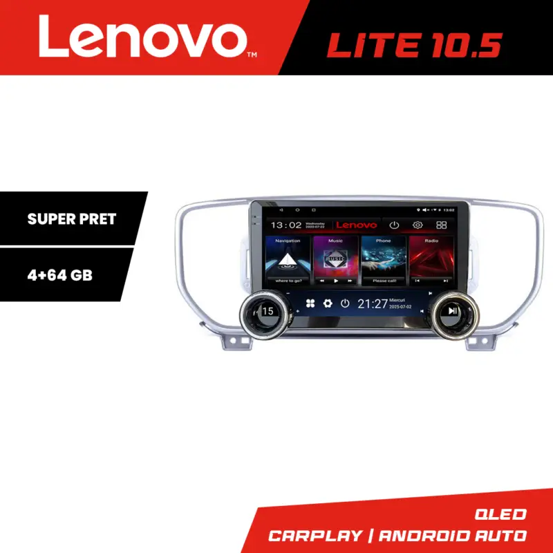 Navigatie Android Kia Sportage 2015-2018 Lenovo 10.5 inch 4GB+64GB Mai ieftin