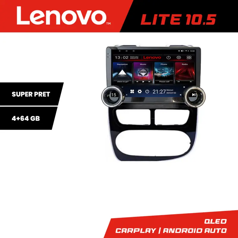 Navigatie Renault Clio 4 Lenovo 10.5 inch, Android, 4GB RAM, 64GB Comandă acum