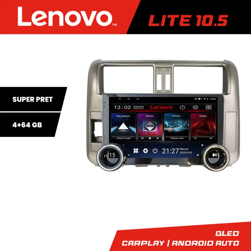 Navigatie Android Toyota Prado 2010-2013 Lenovo 10.5 inch 4GB+64GB Bestseller