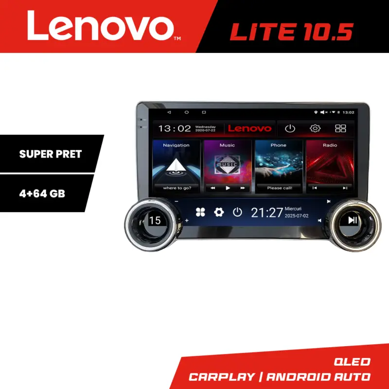 Navigatie auto universala 2DIN Lenovo 10.5 inch, 4GB RAM, 64GB Ofertă limitată