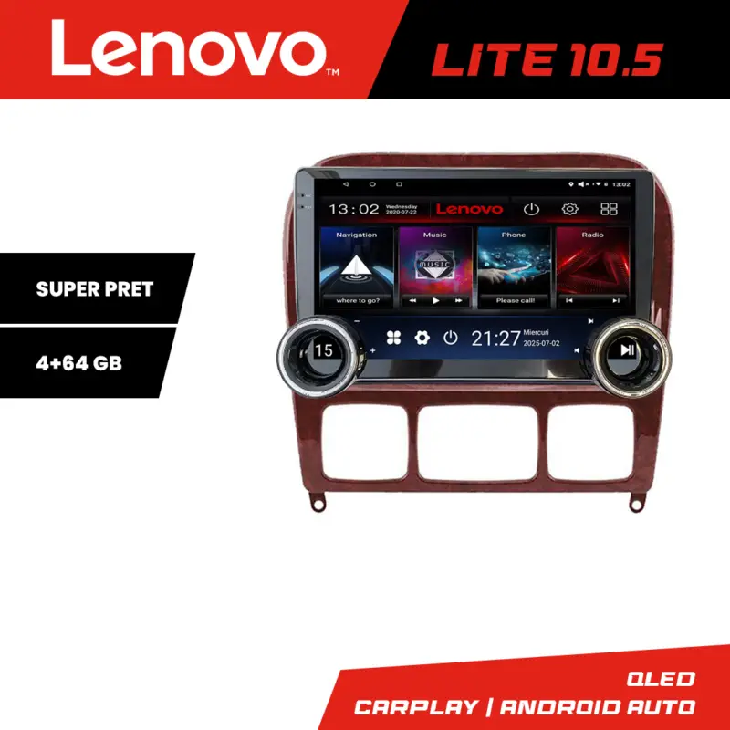 Navigatie Android Mercedes Clasa S W220 1998-2005 Lenovo 10.5 inch 4+64GB Plată securizată