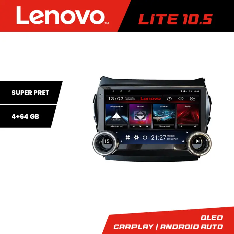 Navigatie Hyundai Santa Fe IX45 2013-2015 Lenovo 10.5 inch 4+64GB Android Retur gratuit