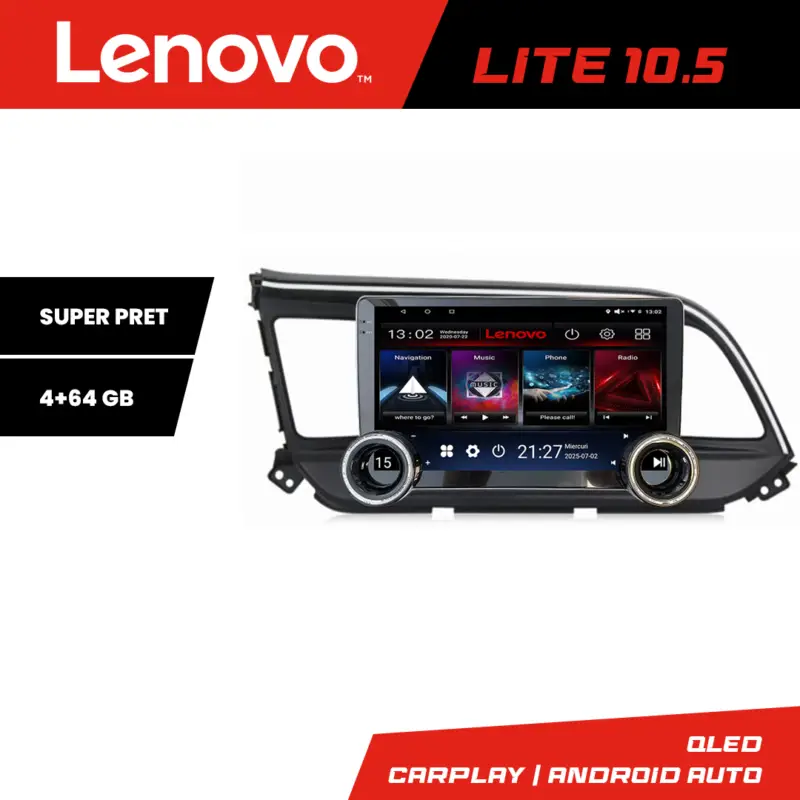 Ieftin Navigatie Hyundai Elantra 2018+ Lenovo Lite 10.5, 4GB RAM, 64GB, Android