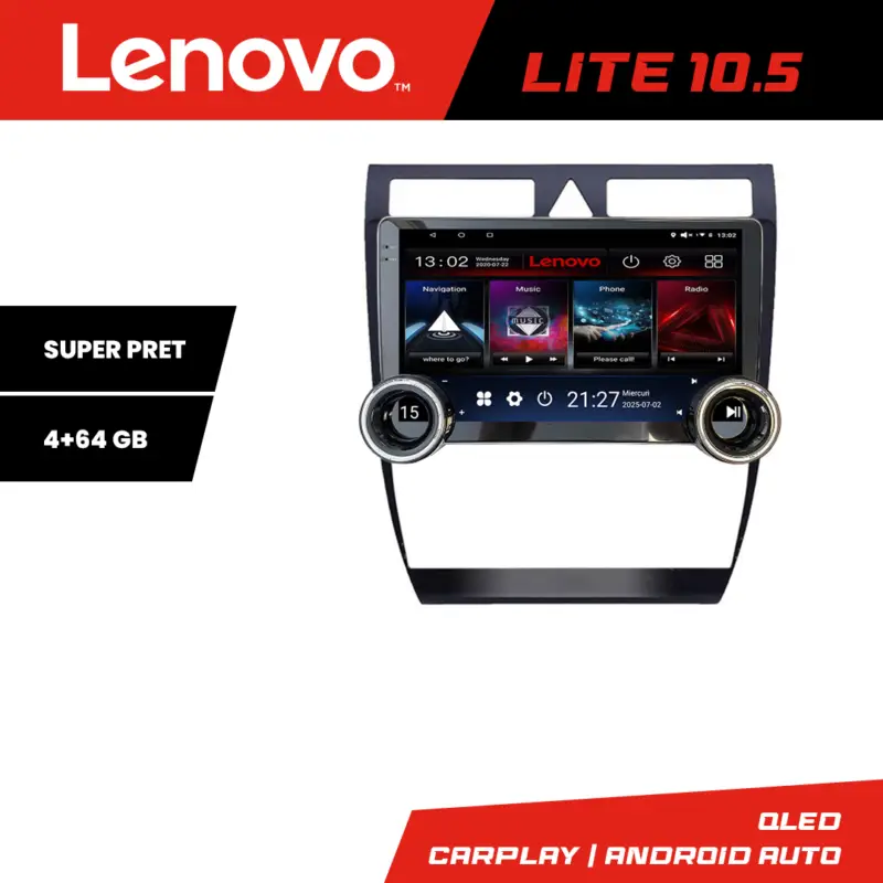 Reducere extra Navigatie Audi A6 C5 Android Lenovo 10.5 inch 4+64GB WiFi GPS