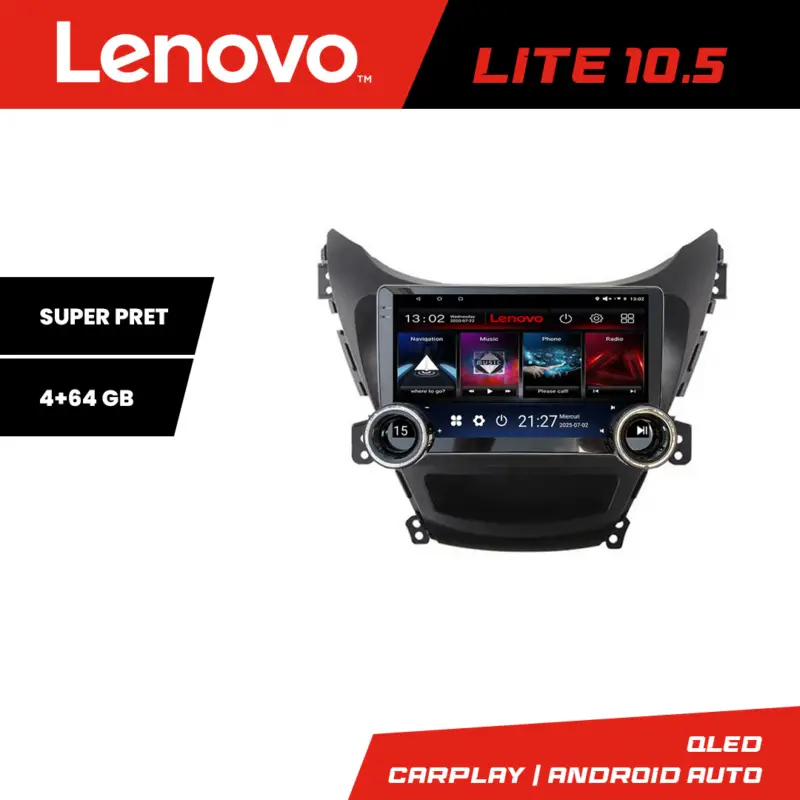 Promoție Navigatie Android Hyundai Elantra 2011-2013 Lenovo 10.5 inch 4+64GB