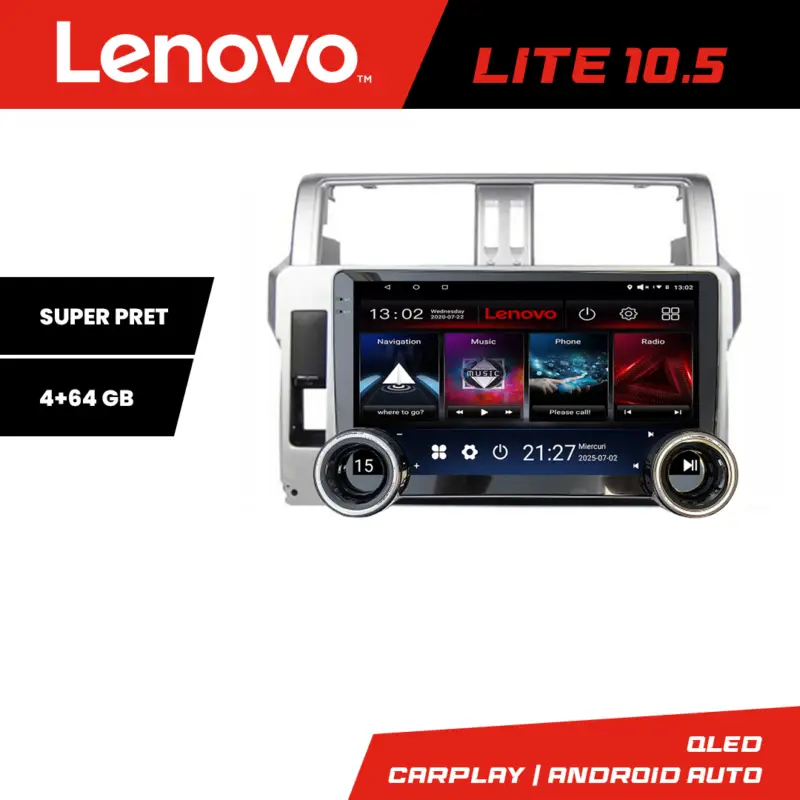 Navigație Toyota Land Cruiser J150 Prado 2014-2017, 10.5 inch, 4GB+64GB Plată sigură