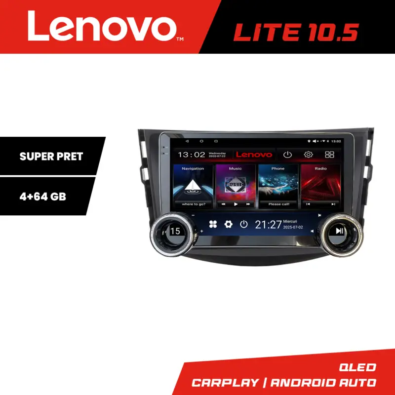 Navigatie Toyota RAV4 2006-2012 Lenovo 10.5 inch 4+64GB Android Ofertă