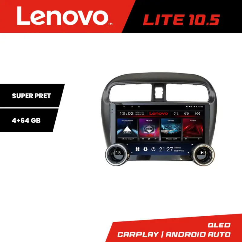 Navigatie Android Mitsubishi Space Star Lenovo 10.5 inch 4+64GB GPS WiFi Cumpără online