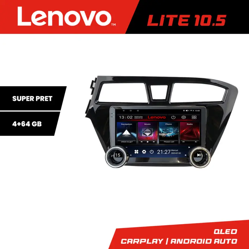 Navigație Hyundai i20 2015-2018 Lenovo 10.5 inch, 4+64GB, Android Cel mai bun preț