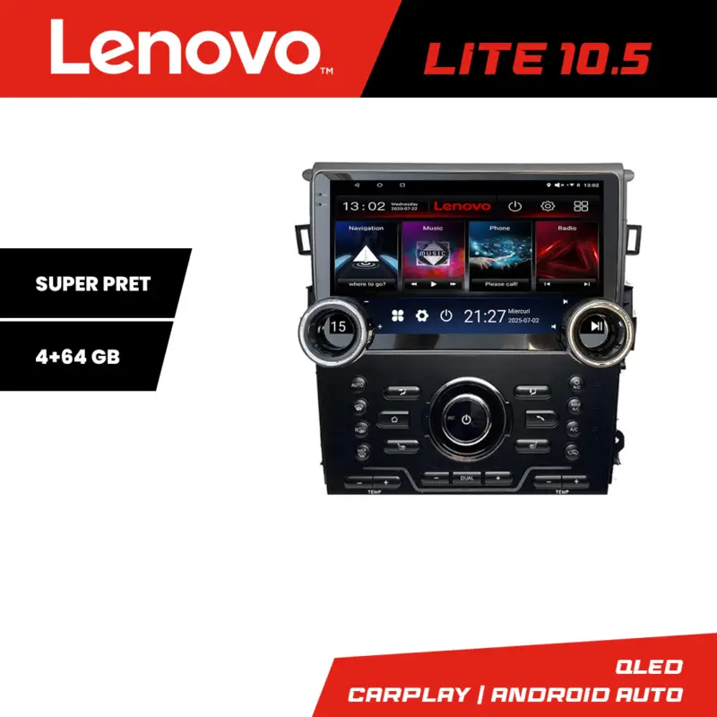 Reduceri Navigatie Android Ford Mondeo MK5 2015-2022, 10.5 inch, 4+64GB, Lenovo