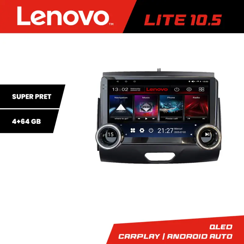 Noutate Navigație Android Ford Ranger 2015+ Lenovo 10.5 inch 4GB+64GB GPS