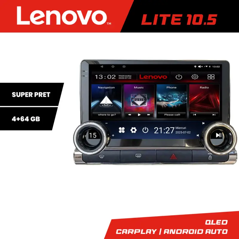 Navigație Android Citroen C3 2017-2024, ecran 10.5 inch, 4+64 GB Lenovo Bestseller