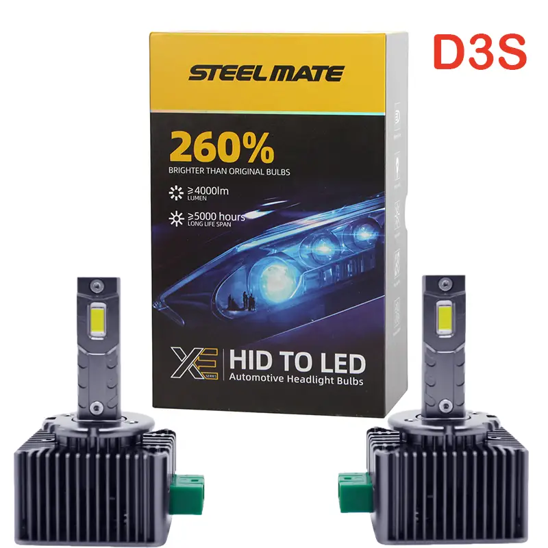 Disponibil imediat Set 2 becuri LED D3S Steelmate 6000K Plug & Play pentru conversie faruri