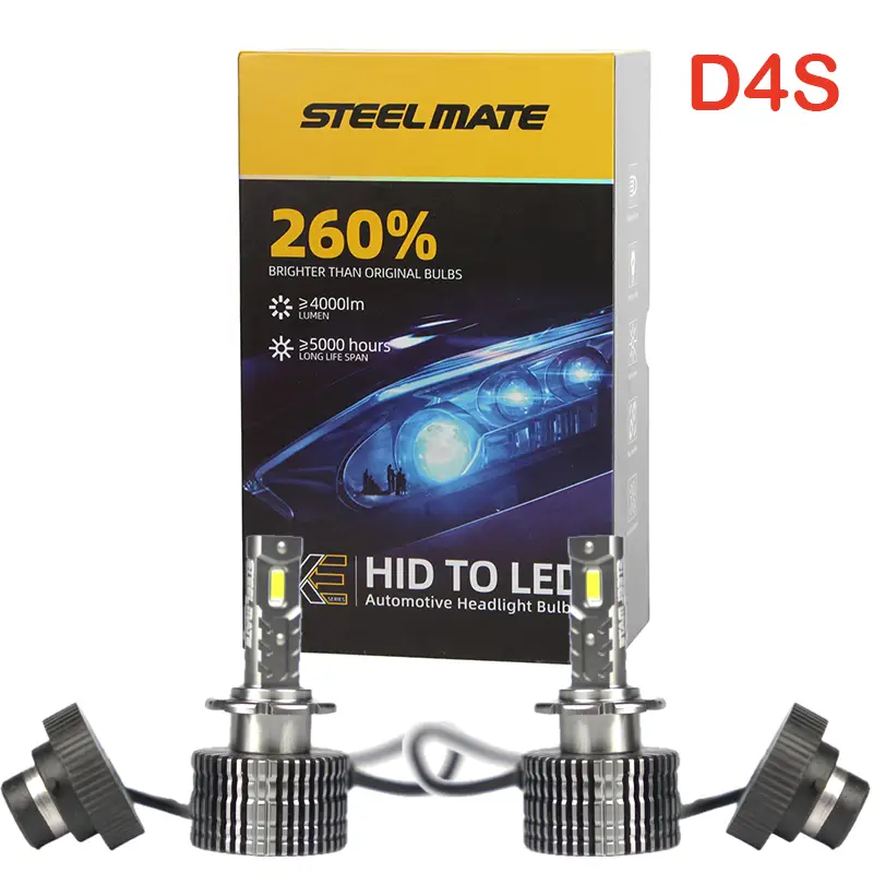 Set 2 becuri LED D4S Steelmate 6000K Plug & Play pentru conversie Xenon Lichidare de stoc