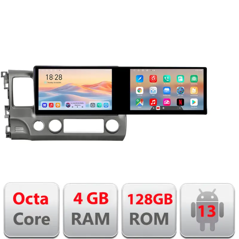 Navigatie Android Honda Civic 2005-2011, 2 ecrane 21.6 inch, 4GB+128GB Comandă acum