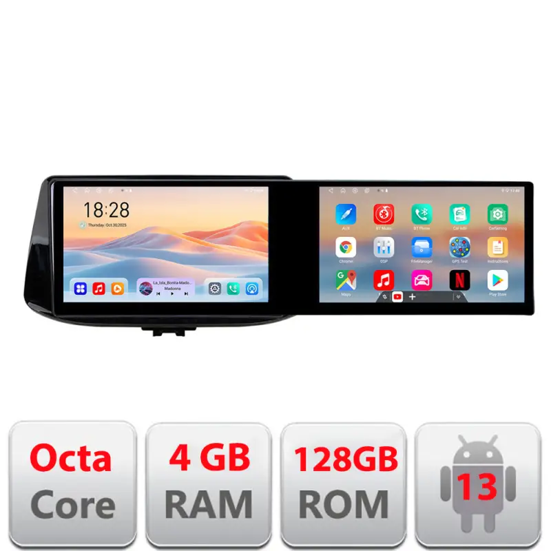 Livrare rapidă Navigatie Hyundai i30 2017+ cu 2 ecrane 21.6 inch, 4GB RAM, 128GB