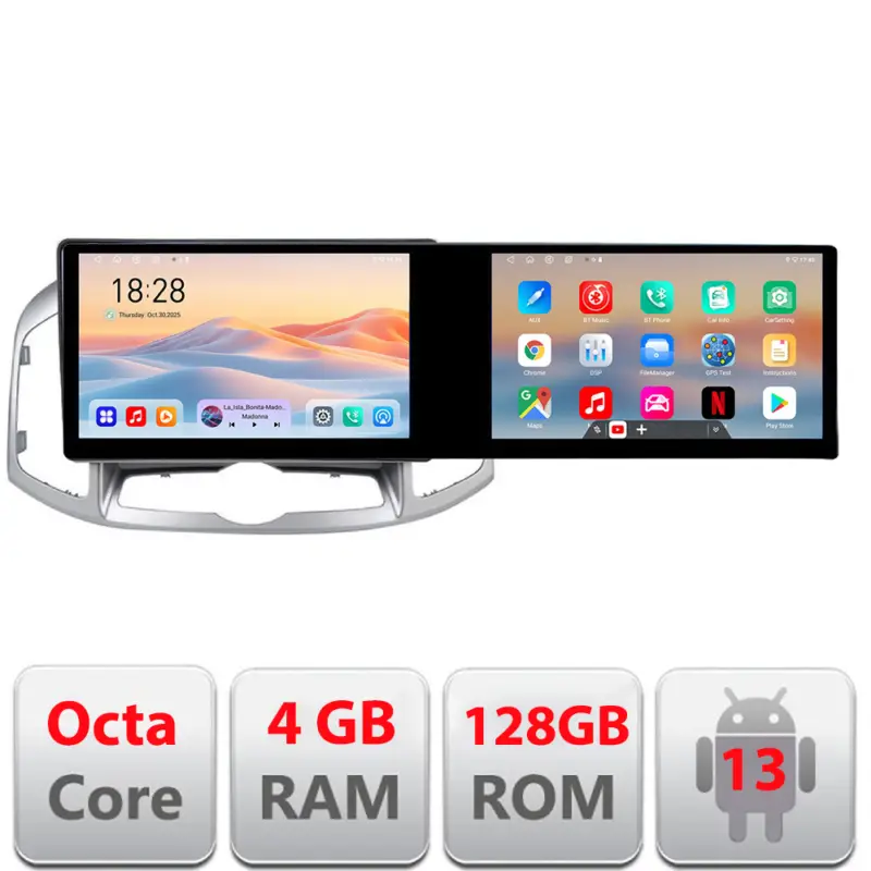 Navigație Chevrolet Captiva 2012-2018 cu 2 ecrane, Android, 4GB+128GB Vezi acum