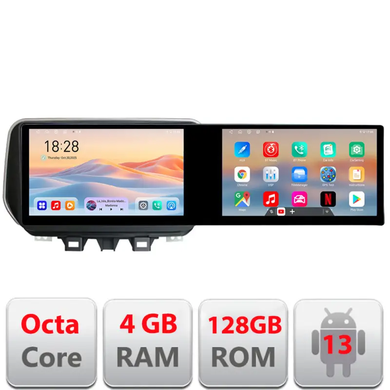 Calitate înaltă Navigație Hyundai Tucson 2019 cu 2 ecrane, Android 13, 4GB RAM, 128GB