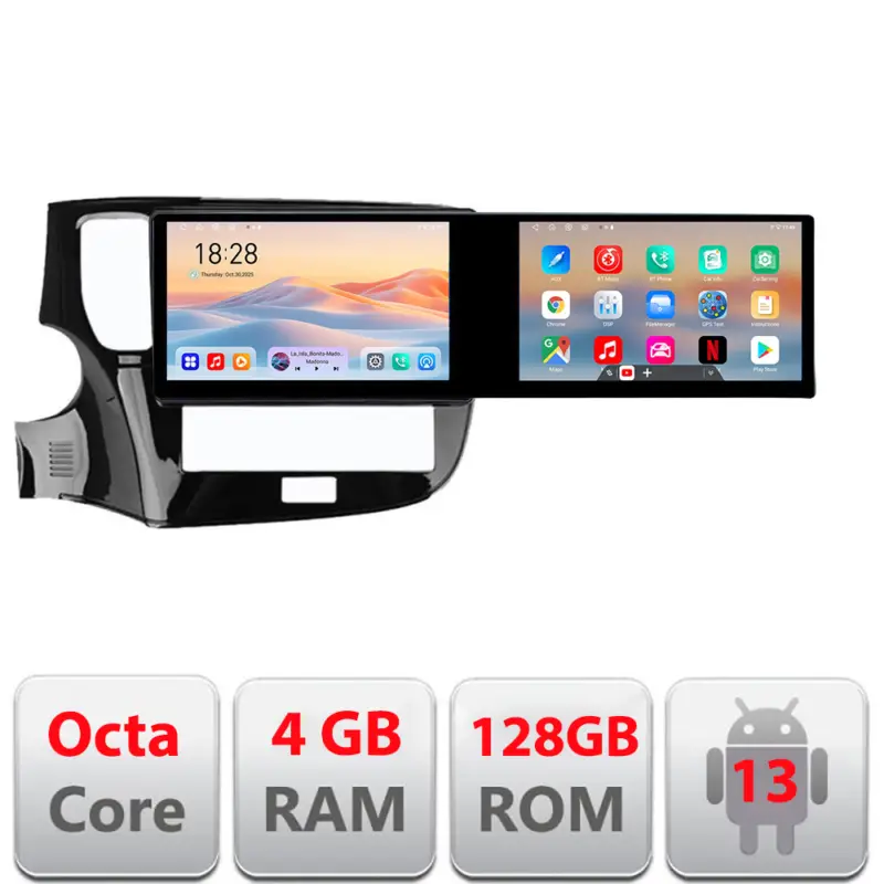Navigație Android Mitsubishi Outlander 2020+ 21.6 inch, 2 ecrane, 4+128GB Lichidare de stoc