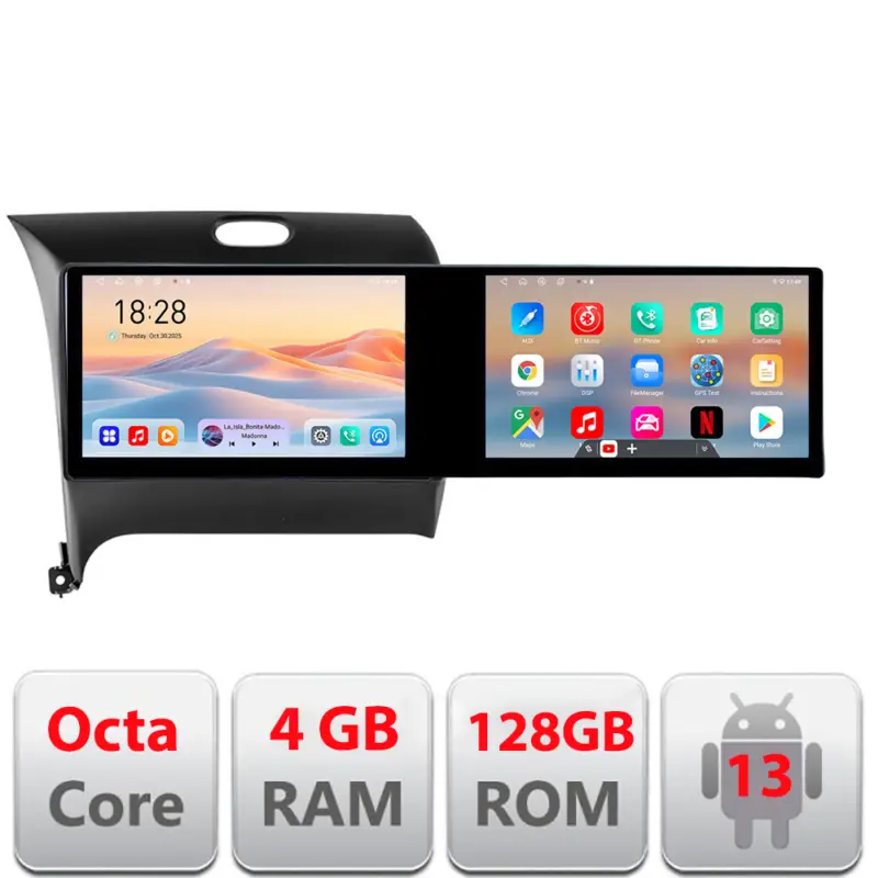 Navigatie Android Kia Cerato 2013-2017 cu 2 ecrane 21.6 inch, 4GB+128GB Retur gratuit