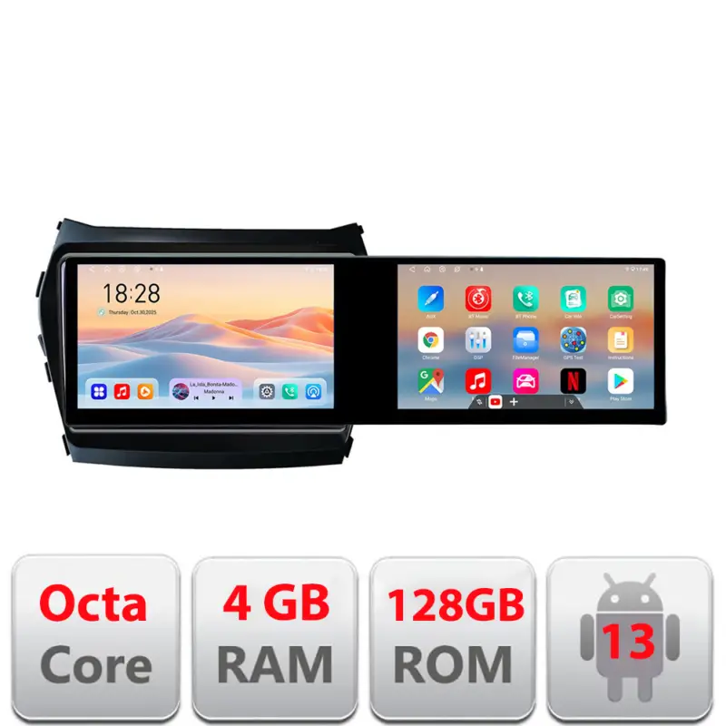 Navigație Hyundai Santa Fe IX45 2013-2017, 2 ecrane 21.6 inch, 4+128GB Mai ieftin