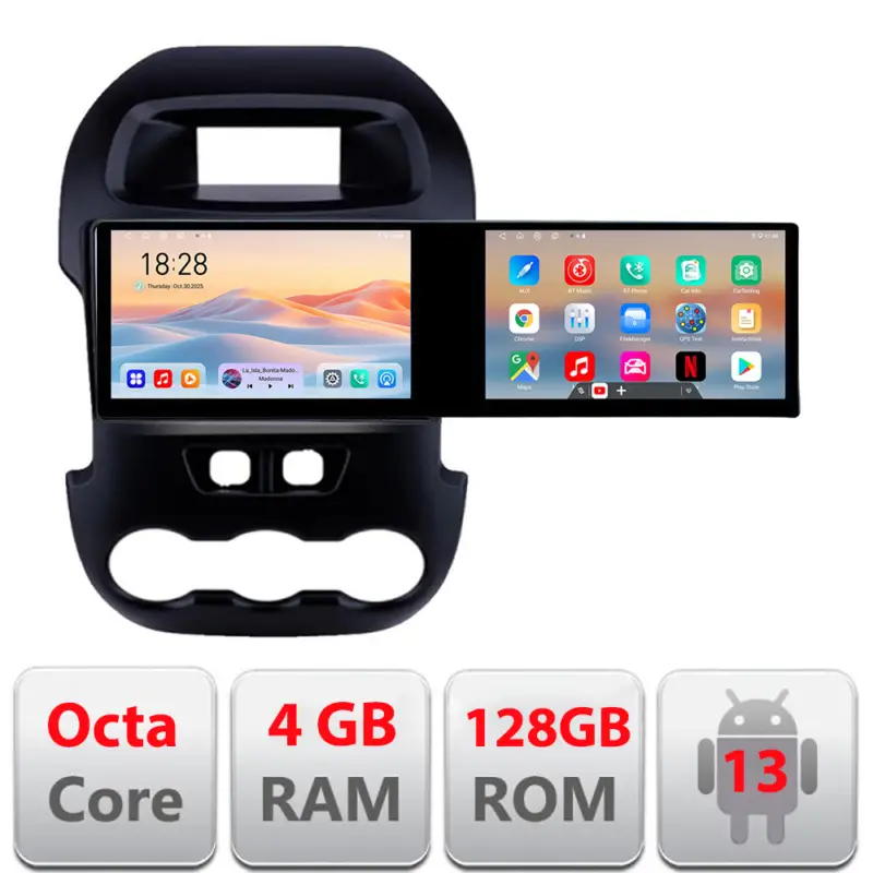 Navigație Ford Ranger 2011-2015 cu 2 ecrane 21.6 inch, Android 4+128GB Expediere rapidă