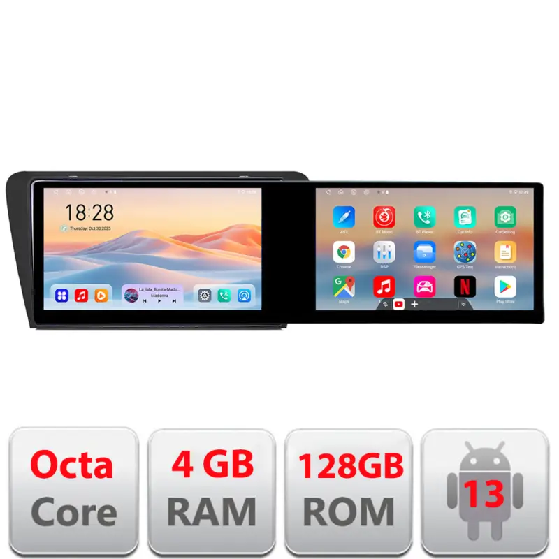 Navigatie Android Skoda Octavia 2014-2020, 2 ecrane 21.6 inch, 4GB+128GB Preț mic