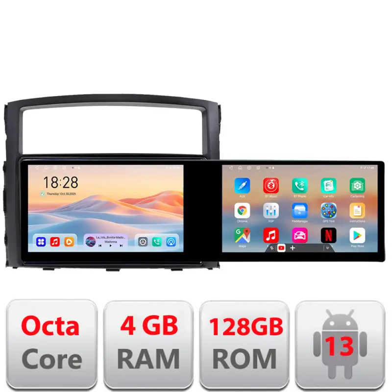 Navigație Mitsubishi Pajero cu 2 ecrane 21,6 inch, Android, 4+128GB Super ofertă