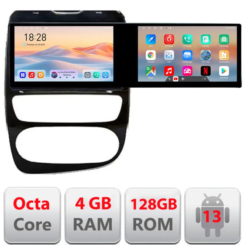 Calitate înaltă Navigatie Renault Clio 4 cu 2 ecrane 21.6 inch Android, 4GB RAM, 128GB