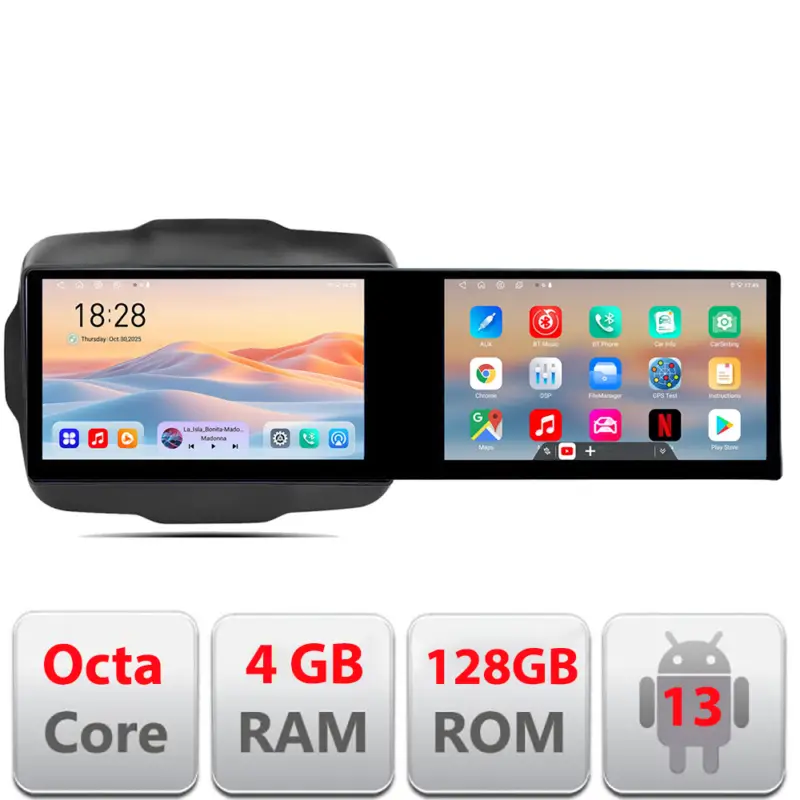 Preț redus Navigatie Android Jeep Renegade 2015-2020, 21.6 inch, 4GB RAM, 128GB