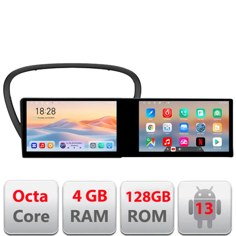 Livrare rapidă Navigatie Android Peugeot 607 cu 2 ecrane 21.6 inch, 4GB RAM, 128GB