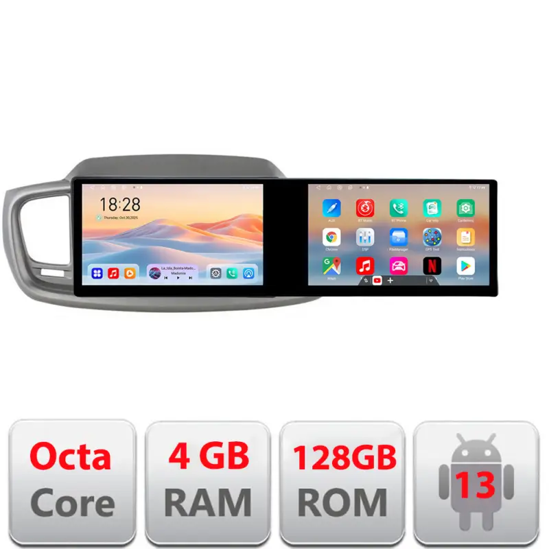 Cumpărături sigure Navigatie Android Kia Sorento 2015-2019, 21.6 inch, 4GB+128GB, 2 ecrane