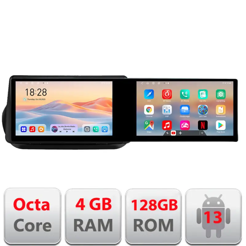 Vezi acum Navigatie Peugeot Bipper/Citroen Nemo/Fiat Qubo 2 ecrane 4+128 Android