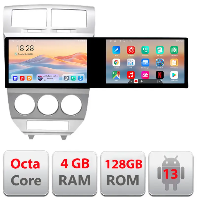 Reduceri Navigație Android Dodge Caliber 2006-2010, 2 ecrane 21.6 inch, 4GB+128GB