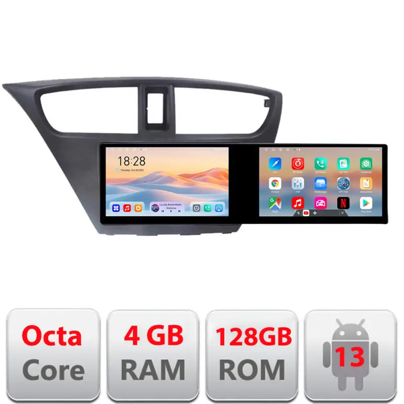 Cumpărături sigure Navigatie Android Honda Civic 2012-2016, 2 ecrane, 4GB RAM, 128GB