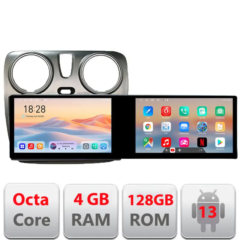 Navigație Dacia Dokker cu 2 ecrane 21.6 inch, Android 13, 4GB+128GB Expediere rapidă