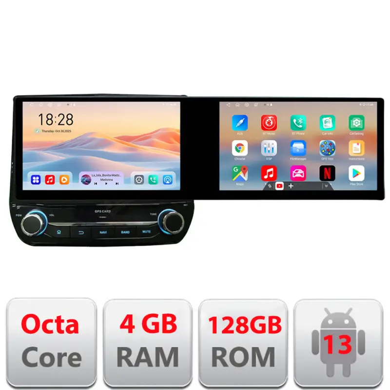 Navigatie dedicata Ford Fiesta 2017-2022, 2 ecrane 21.6 inch, 4GB+128GB Disponibil imediat