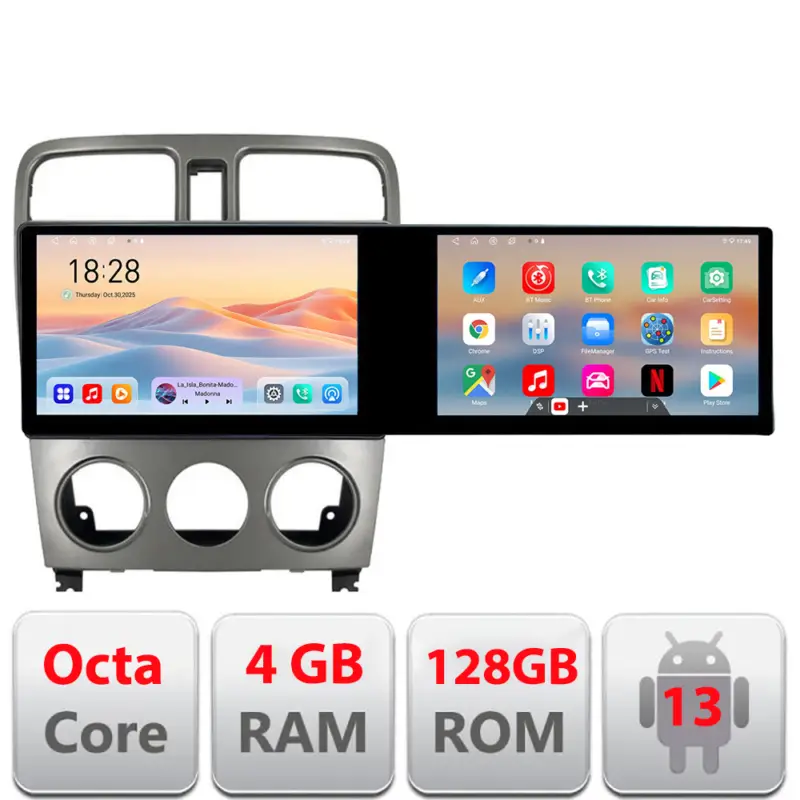 Comandă acum Navigație Android Subaru Forester 2004-2008 cu 2 ecrane, 4GB RAM și 128GB